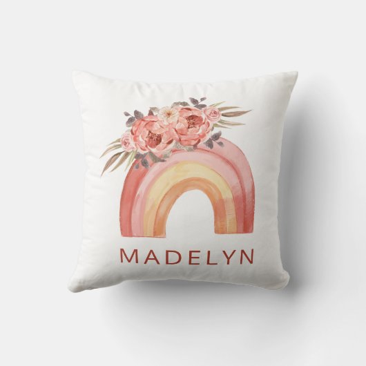 Rainbow Boho mit Blume Neutral Kissen (Rückseite)