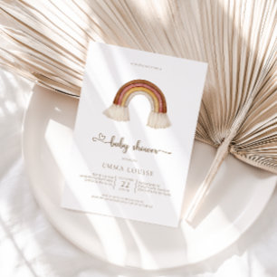 Rainbow Boho Neutral Baby Shower Einladung