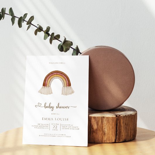 Rainbow Boho Neutral Baby Shower Einladung