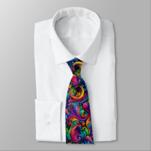 Rainbow Boho Paisley Necktie Krawatte
