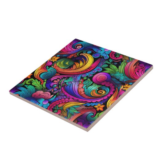 Rainbow Boho Paisley Tile Fliese (Seite)