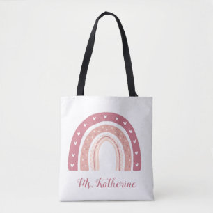 Rainbow Boho Pastel Pink Teachers Geschenk Tasche