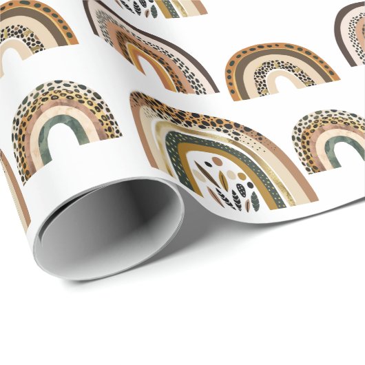 Rainbow Boho Pattern Birthday Geschenkpapier (Rolleneckpunkt)