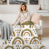 Rainbow Boho Personalisiert Green White Brown Fleecedecke