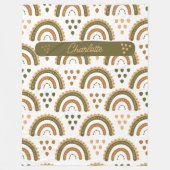 Rainbow Boho Personalisiert Green White Brown Fleecedecke (Vorderseite)