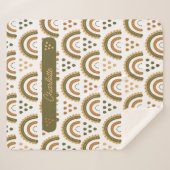 Rainbow Boho Personalisiert Green White Brown Sherpadecke (Vorderseite (Horizontal))