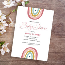 Rainbow Boho Pink Blue Baby Dusche