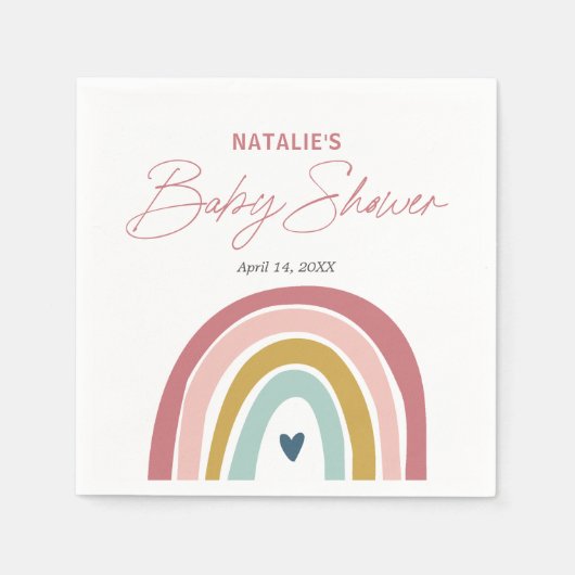 Rainbow Boho Pink Blue Baby Dusche Serviette (Vorderseite)