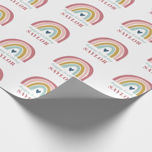 Rainbow Boho Pink Geschenkpapier (Ecke)