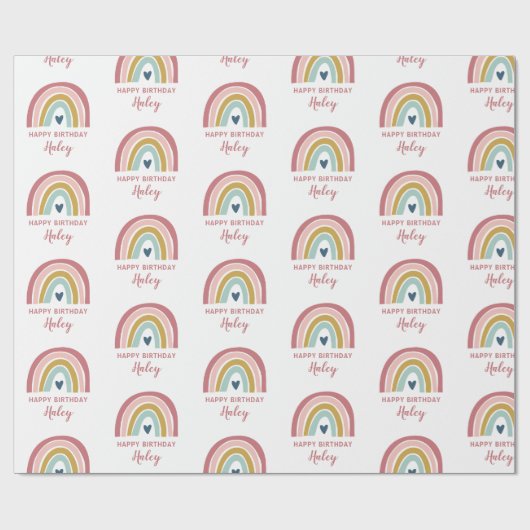 Rainbow Boho Pink Geschenkpapier (Flach)