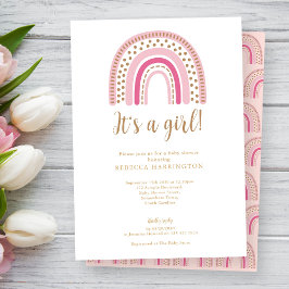 Rainbow Boho Pink Girl Baby Dusche Einladung