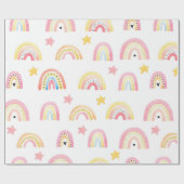 Rainbow Boho Pink Pattern Girly Birthday Geschenkpapier (Flach)