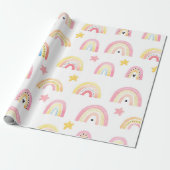 Rainbow Boho Pink Pattern Girly Birthday Geschenkpapier (Ungerollt)