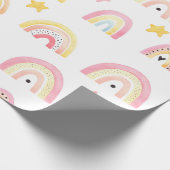 Rainbow Boho Pink Pattern Girly Birthday Geschenkpapier (Ecke)