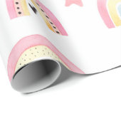Rainbow Boho Pink Pattern Girly Birthday Geschenkpapier (Rolleneckpunkt)