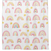 Rainbow Boho Pink Repeat Pattern Girly Duschvorhang (Vorderseite)