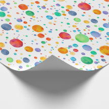 Rainbow Boho Polka Dot Watercolor Wrapping Paper