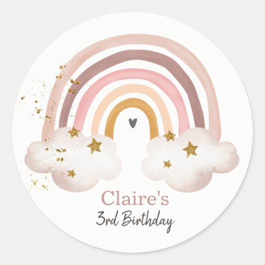 Rainbow Boho Sticker Pastel Rainbow Birthday (Vorderseite)