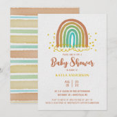 Rainbow Boho Watercolor Kinderdusche Einladung (Vorne/Hinten)