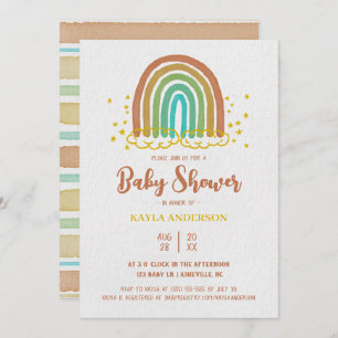 Rainbow Boho Watercolor Kinderdusche Einladung