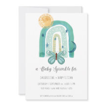 Rainbow Boho Watercolor Moderne Aquamarin Blue Sun