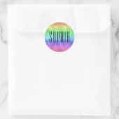 Rainbow Bokeh Niedlicher Name Runder Aufkleber (Tasche)