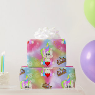Rainbow Bokeh Unicorns Geschenkpapier