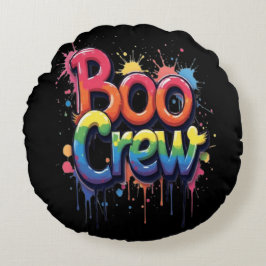 Rainbow BOO CREW Rundes Kissen