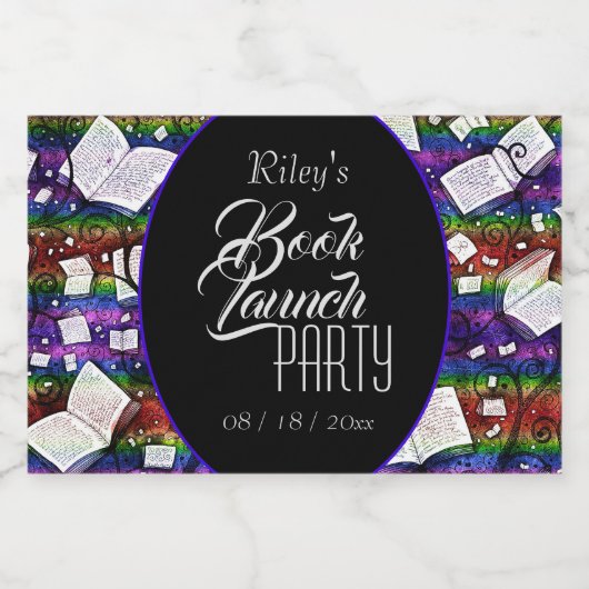 Rainbow Book Launch Partys Schaumweinetikett (Einzelnes Label)