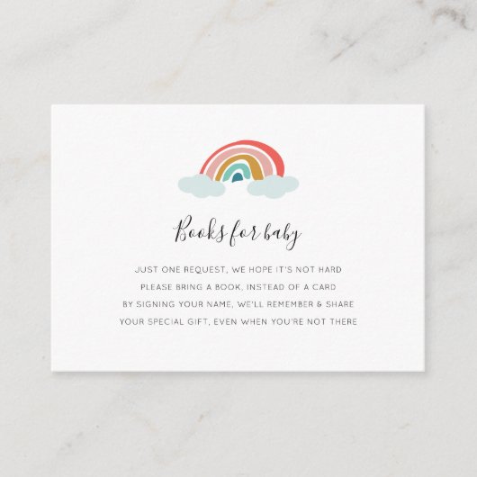 Rainbow Book Request Baby Showkarte Begleitkarte (Vorderseite)
