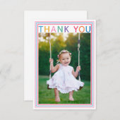 Rainbow Border Foto Dankeschön Karte für Kinder (Vorne/Hinten)