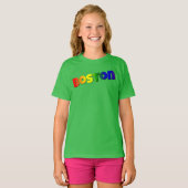 Rainbow Boston Schriftart T-Shirt (Vorne ganz)