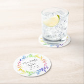 Rainbow Botanische Blätter Hochzeit Runder Pappuntersetzer (Vor Ort)