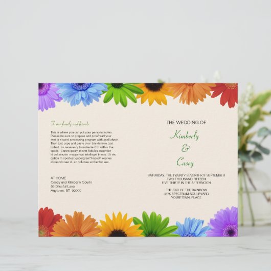Rainbow Bouquet Wedding Program (Stehend Vorderseite)