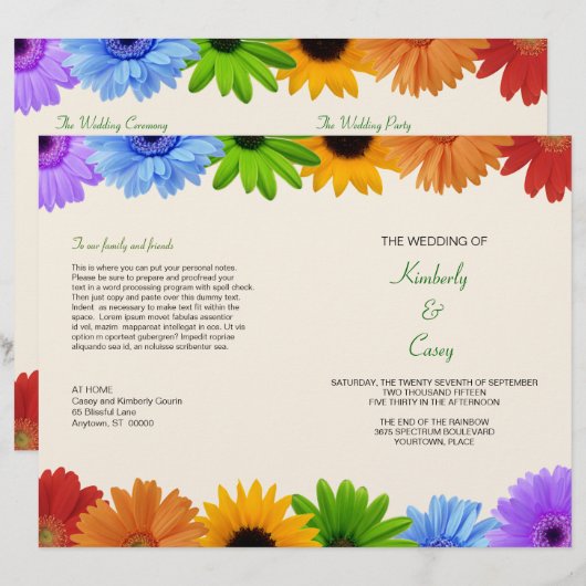 Rainbow Bouquet Wedding Program (Vorne/Hinten)