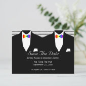 Rainbow Bow Krawatte Gay Save the Date Hochzeit (Stehend Vorderseite)
