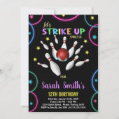 Rainbow Bowling Birthday Einladungen (Vorderseite)