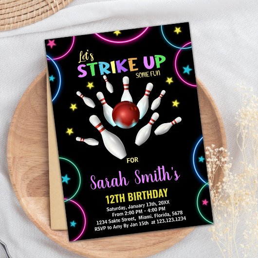 Rainbow Bowling Birthday Einladungen