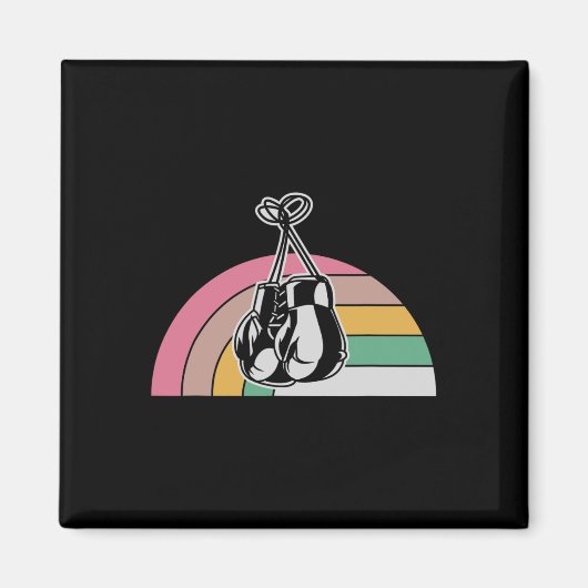Rainbow Boxing Gloves Retro Style Design Magnet (Vorne)