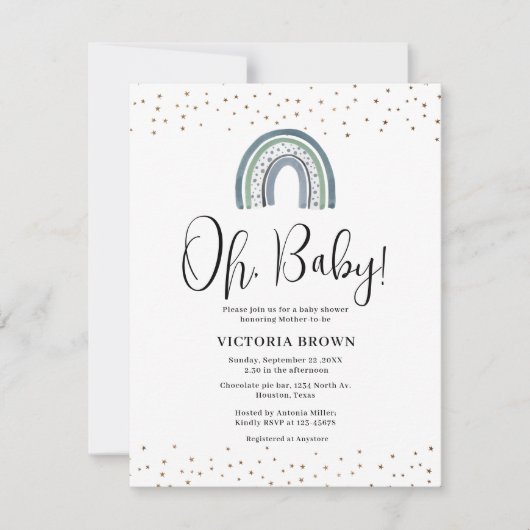 Rainbow Boy Baby Shower Einladung (Vorderseite)