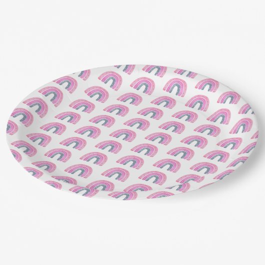  Rainbow Boy Baby Shower Pappteller (Schrägansicht)