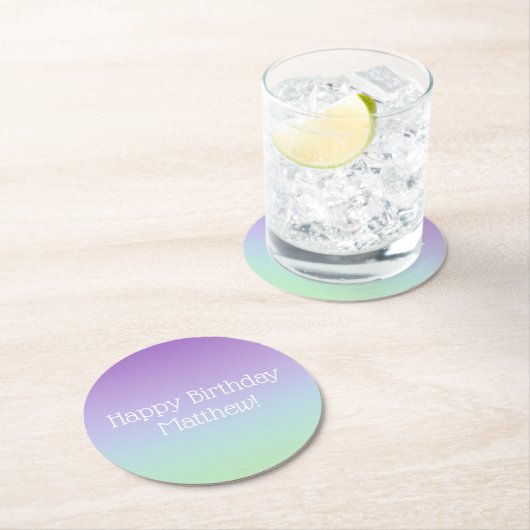 Rainbow Boy Birthday Party Runder Pappuntersetzer (Vor Ort)