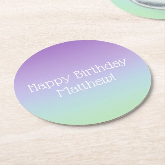 Rainbow Boy Birthday Party Runder Pappuntersetzer (Angewinkelt)