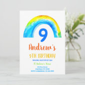 Rainbow Boys 9. Geburtstag Einladung (Stehend Vorderseite)