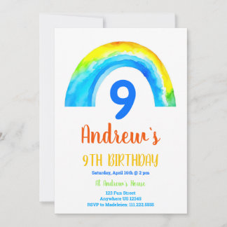 Rainbow Boys 9. Geburtstag Einladung