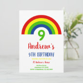 Rainbow Boys 9. Geburtstag Einladung (Stehend Vorderseite)