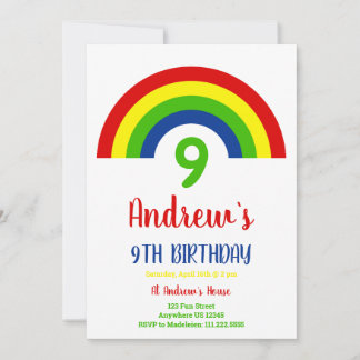 Rainbow Boys 9. Geburtstag Einladung