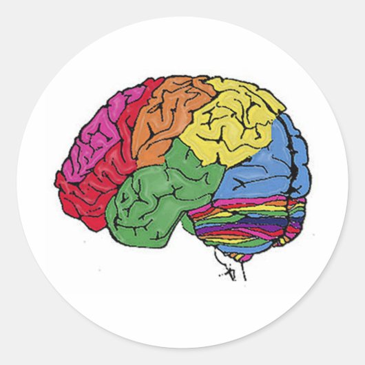 Rainbow Brain Runder Aufkleber (Vorderseite)