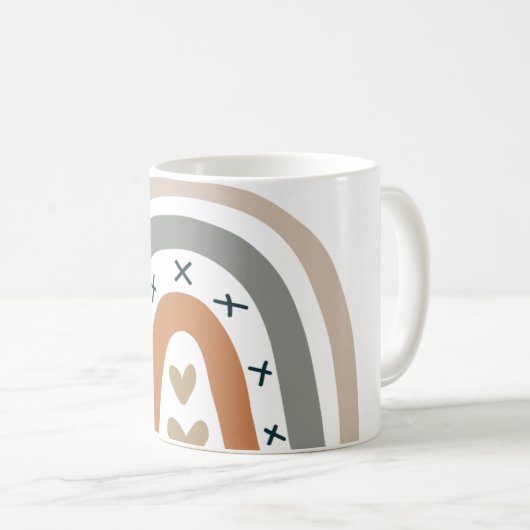 Rainbow-Braunbeige grau, modern weiß Kaffeetasse (VorderseiteRechts)