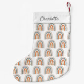 Rainbow-braune beige-weiße Monogramm modern Kleiner Weihnachtsstrumpf (Rückseite)